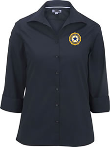 3/4-Sleeve Open-Neck Blouse (Auxiliary Emblem)