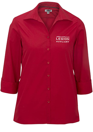 3/4-Sleeve Open-Neck Blouse (Auxiliary Logo)