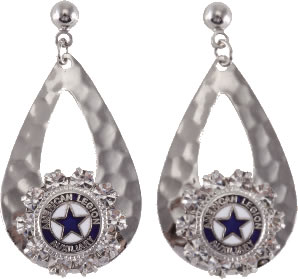 Silver Teardrop Earrings with Auxiliary Emblem