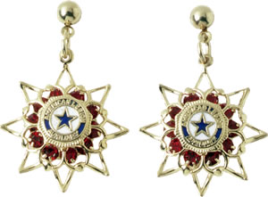 Ruby Star Earrings with Auxiliary Emblem