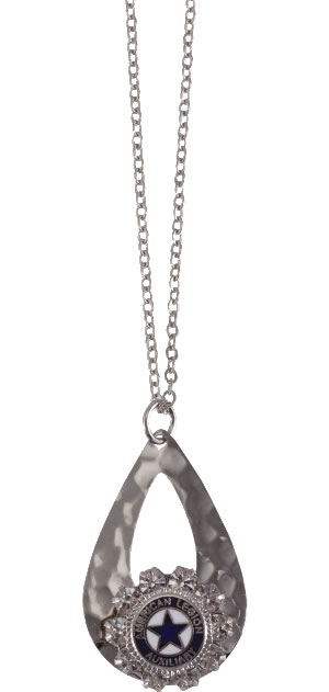 Silver Teardrop Necklace with Auxiliary Emblem