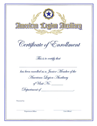 Auxiliary Junior Member Enrollment Certificate