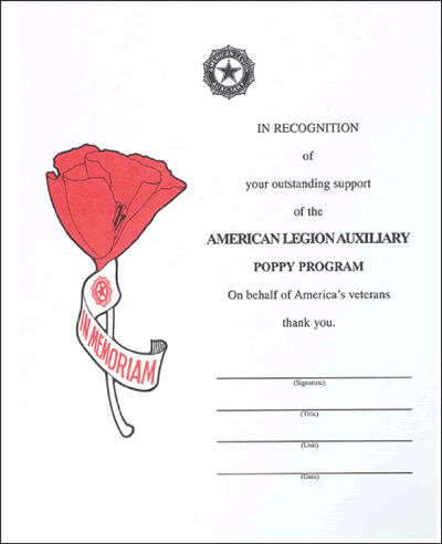 Poppy Certificate