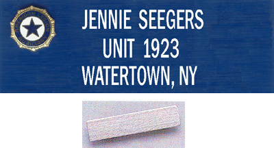 Auxiliary Name Tag - Engraved, Small, Blue, Magnetic Back