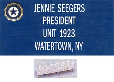 Auxiliary Name Tag - Engraved, Regular, Blue, Magnetic Back