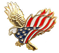 Patriotic Eagle Flag Pin