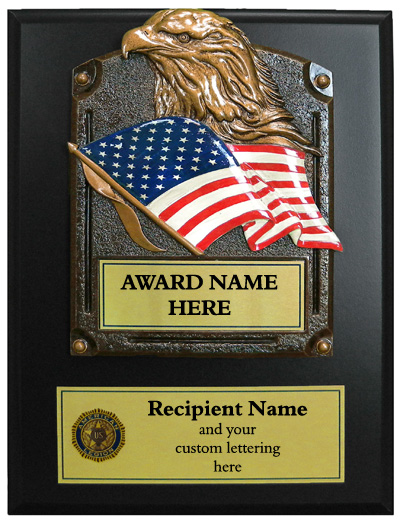 Deluxe Bronze Eagle Head Flag Plaque (Legion)