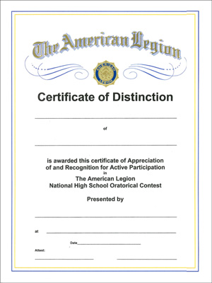 Oratorical Contest Certificate