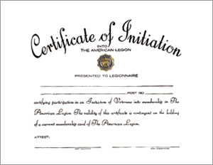 Legion Certificate of Initiation